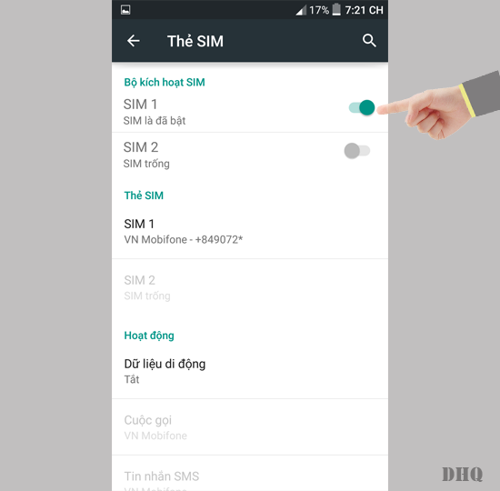 Chọn tắt sim